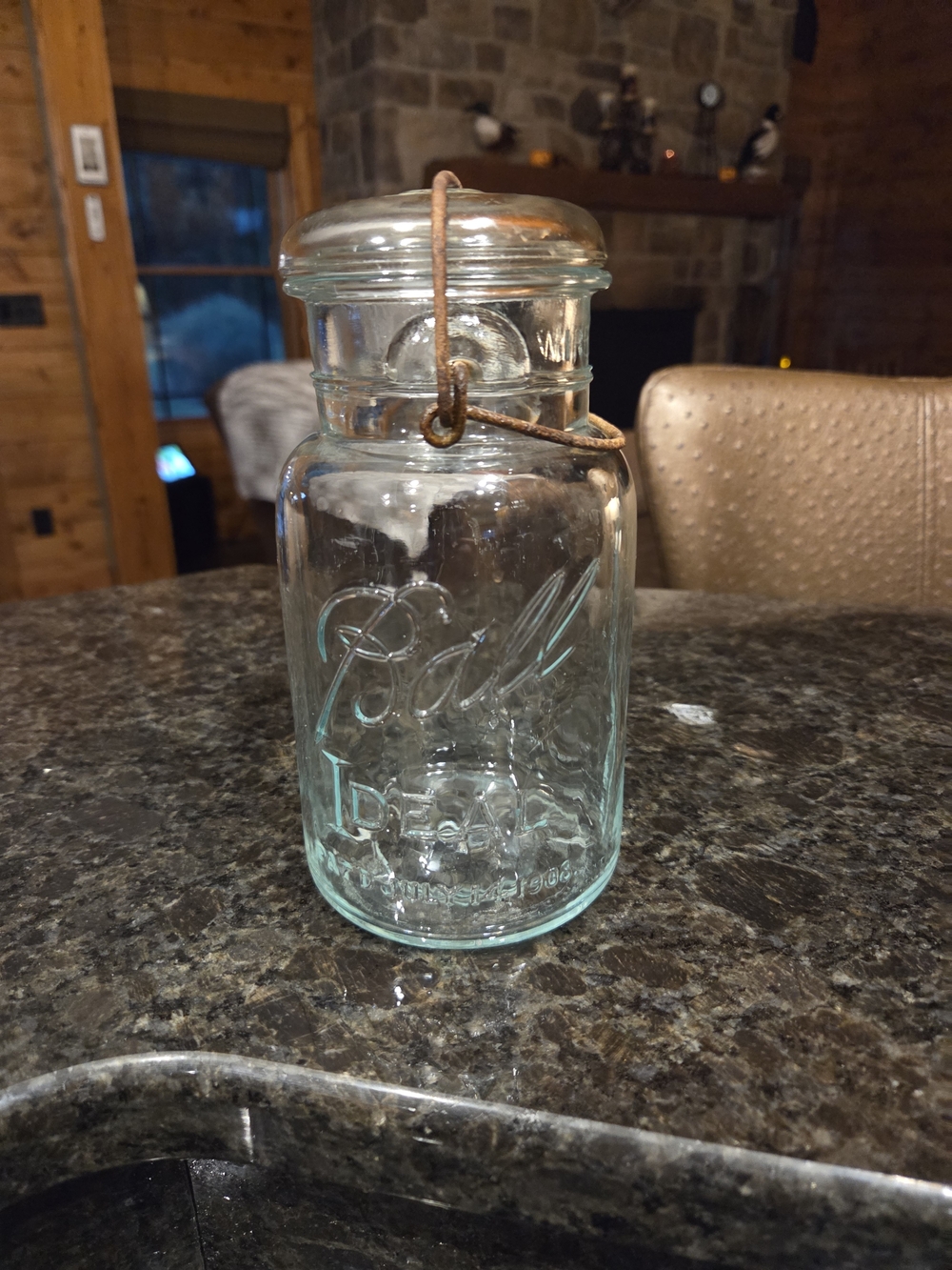 Vintage Ball Mason Jar with Wire Snap Glass Lid